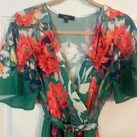 Lulu’s Still In Paradise Green Floral Print Maxi Dress- L - Picture 6 of 7